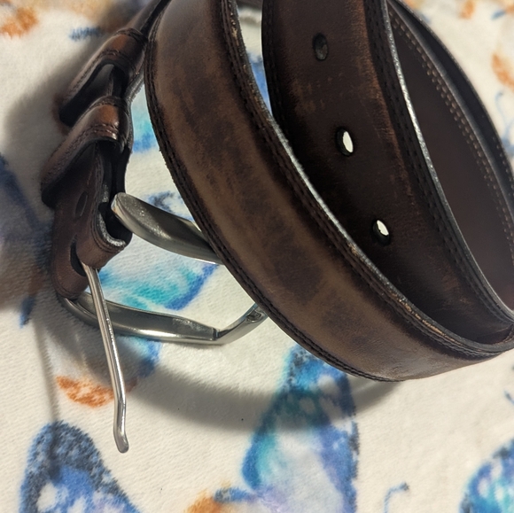 Aniline kipskin Men's Brown Leather Belt - Picture 6 of 6